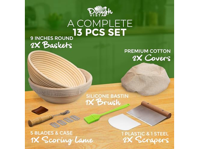 Panier de Fermentation de Pain en Rotin Ovale Banneton Levée Rond de 9 Pouces