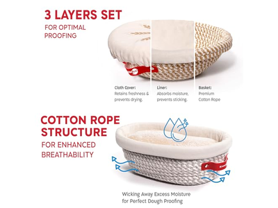 Bannetons en Plastique Pain Sans Pétrissage Banneton Grand Silicone Doublure DIY Marron