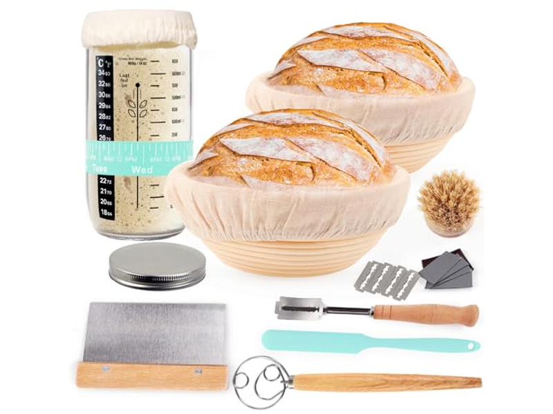 Kit de Fabrication de Pâte Fermentée Banneton avec Couvercle