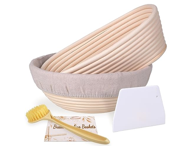 Kit de Cuisson de Pain de Grande Taille Ovale de 1 kg 9 Pouces Banneton Rectangulaire en Rotin