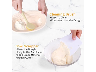 Kit de Cuisson de Pain de Grande Taille Ovale de 1 kg 9 Pouces Banneton Rectangulaire en Rotin