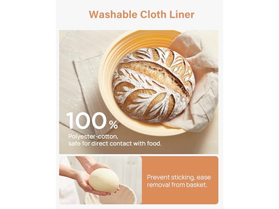 Paniers Banneton Rectangulaires et Ronds de 10 Pouces Ovales en Osier Doublés, 7 Paniers