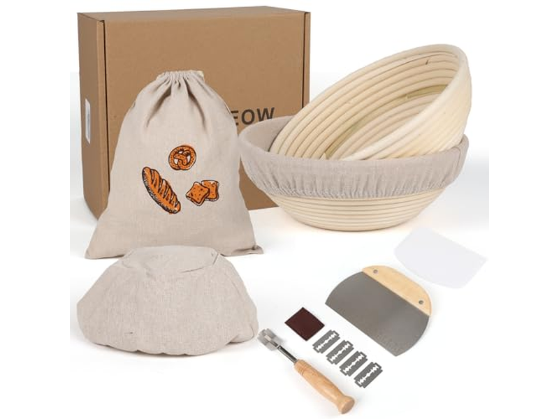 Grand panier banneton ovale avec farine de riz pour baguette