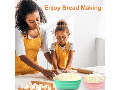 Panier de Levée en Plastique Rotin Ensemble de Pain Conteneur de Démarrage Fermentation Bleu