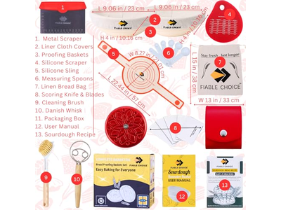 Ensemble de Panier de Levée de 2 Rond et Ovale 3 Pièces Pain Banneton 5 Pièces Vente Chaude