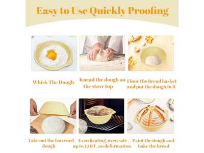 Paniers à pain ronds artisanaux avec doublures pour fermentation en forme d'anneau