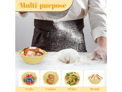 Paniers à pain ronds artisanaux avec doublures pour fermentation en forme d'anneau